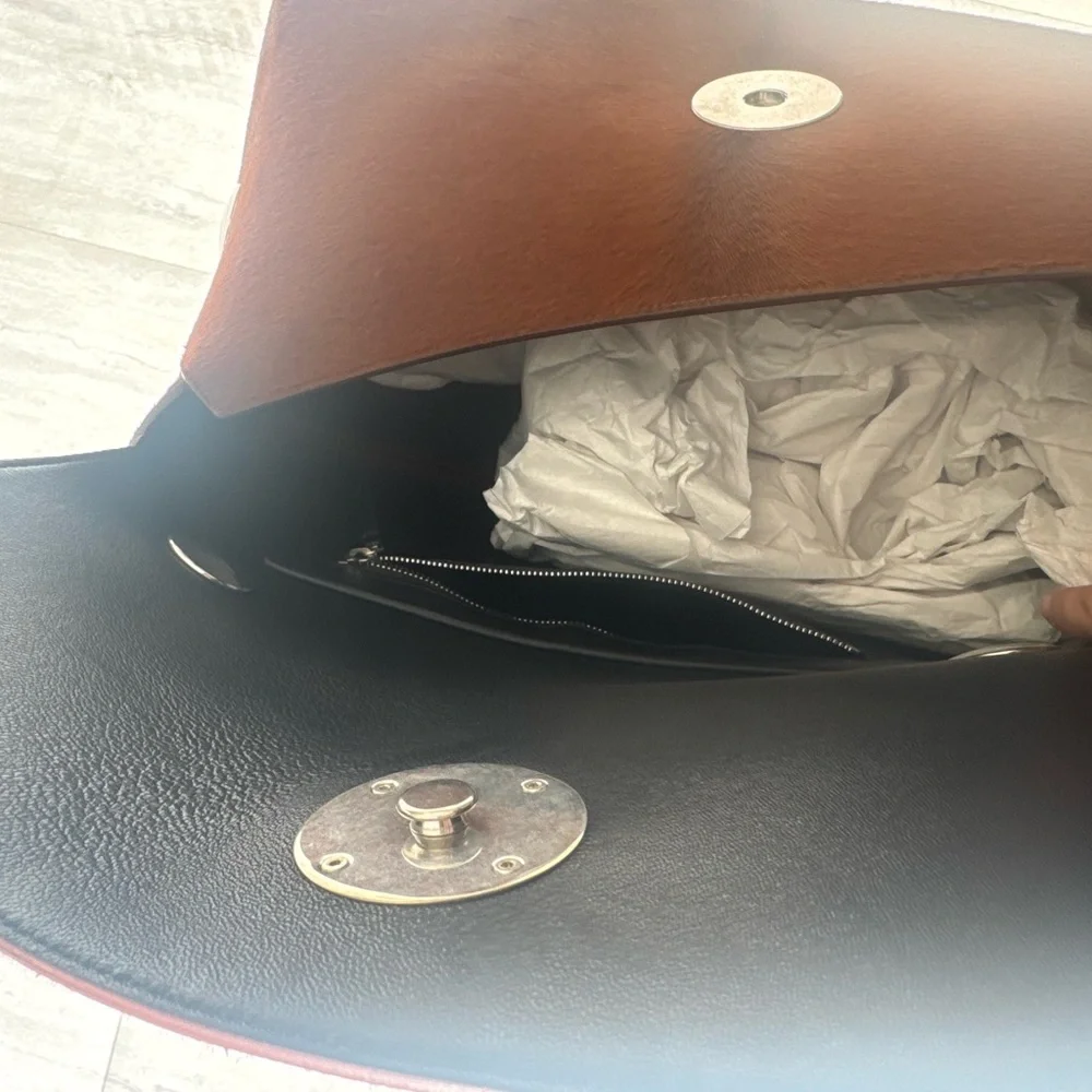 Celine Tan Leather Clutch with Silver Accents - Picture 5 of 7